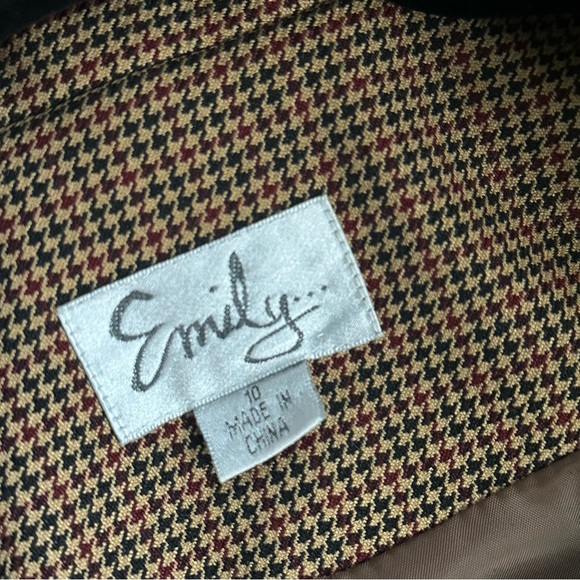 Emily Designs Brown Houndstooth Blazer with Black Trim size 10 - Picture 8 of 13